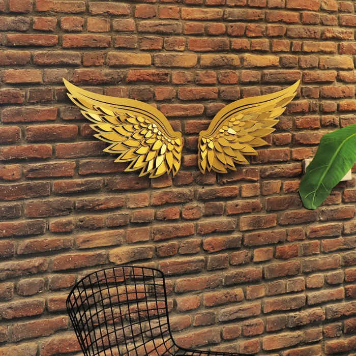 Wallity Angel Wings Metal Wall Art Set - APT705 Dorado
